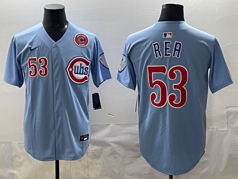 Men 2025 Chicago Cubs #53 Rea Light Blue Throwback Nike MLB Jersey style 004